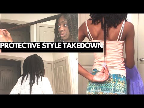 TAKING DOWN 4 WEEK PROTECTIVE STYLE + HOW TO SAFELY REMOVE RUBBER BANDS 4B/4C NATURAL HAIR