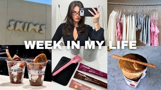 VLOG: rhode PR, skims LA, influencer events, skincare faves, new makeup, the grove, dinner in weho