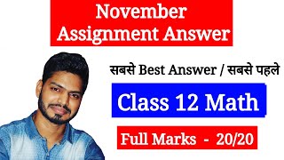 Class 12 Math Assignment Answer November