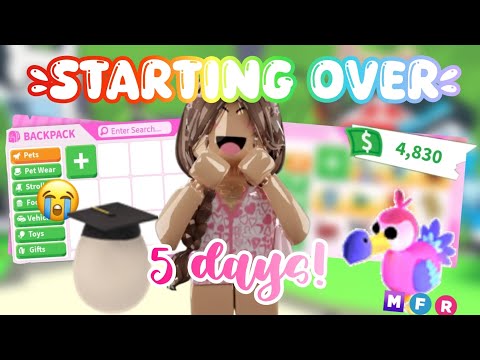 spending ONE WEEK STARTING OVER in adopt me! *got my DREAM PET!* 😨✨