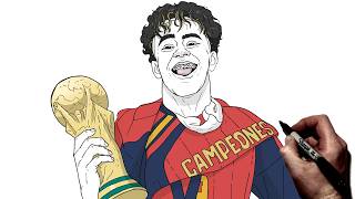 How To Draw Lamine Yamal World Champion | Step By Step | World Cup '26
