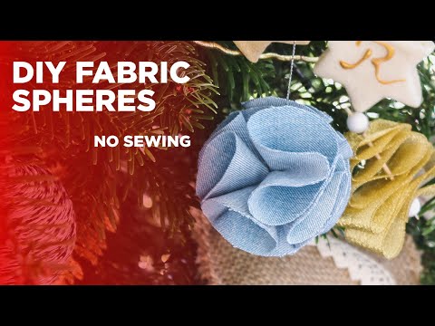 DIY Christmas Tree Ornaments. Glue Gun & Scrap Fabric or Paper. Cheap pretty decorations. No sewing.