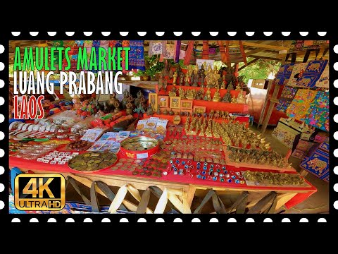 Buddhist amulets market in Luang Prabang, Laos [4K - 60FPS] #amulets #Buddha #พระเครื่อง