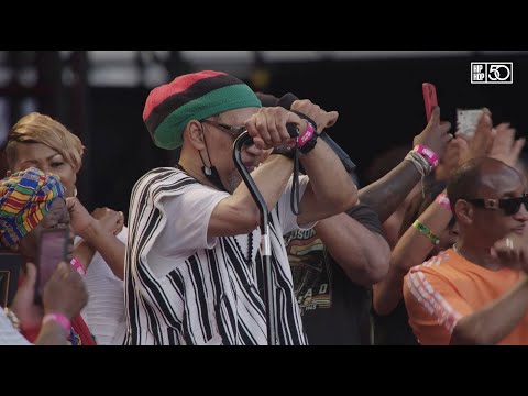 DJ Kool Herc receives the Cultural Impact Award at Hip Hop 50 Live at Yankee Stadium