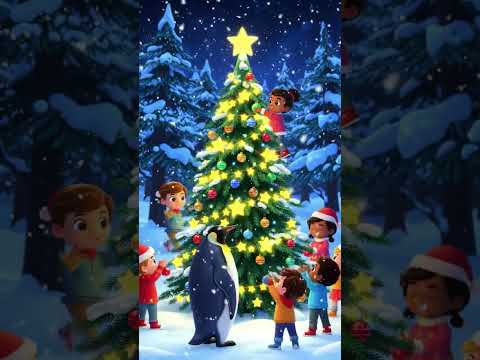 Penguin & Kids Decorate a Snowy Christmas Tree! 🎄🐧❄️ #Shorts