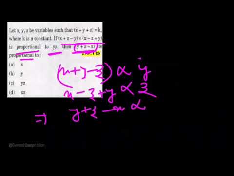 UPSC CDS 2025 🔥 | Let x, y, z be variables such that (x + y + z) = k, where k is a