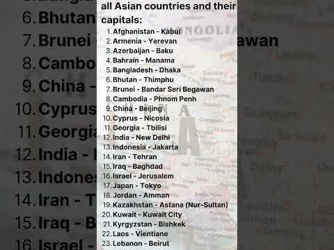 all asian countries and their capitals #ashia #country #capital