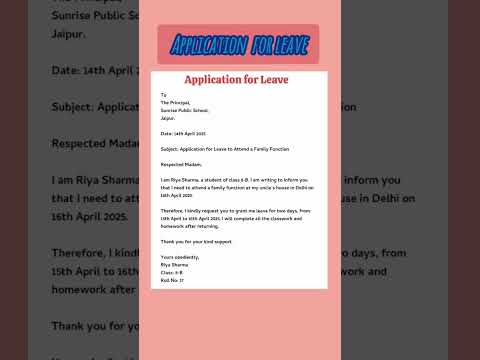 Application for leave| leave application| Class 6,7,8,9,10,|#JBalvin-Azul| #Allclasses #subscribe
