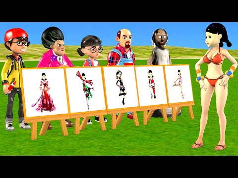 Scary Teacher 3D vs Squid Game Drawing Challenge Dress Girl Squid Bikini Dress Room Combination