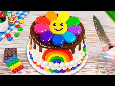 Colorful Rainbow Flower Fondant Cake 🎂 Satisfying Mini Cake Decorating and ASMR 🍓 Cake In Wonderland