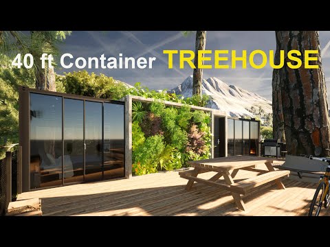 Ultimate 40 Ft Container Treehouse: Luxury Living in the Treetops!