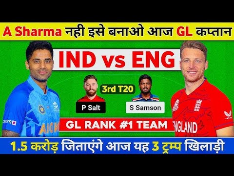 IND vs ENG Dream11 Fantasy Tips ,3rd T20 Match Prediction & Rajkot Pitch Report #dream11 #prediction