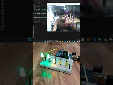 control led using hand gestures! #arduino #python #opencv #opencvpython #shorts