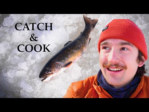 Winter Solo Camp - Ice Fishing Catch & Cook