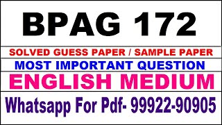 bpag 172 important questions | bpag 172 previous year question paper | bpag 172 study material