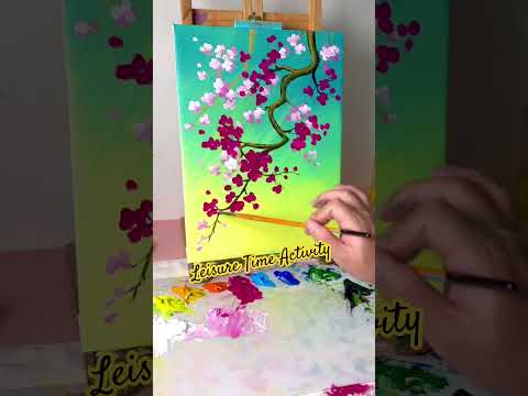 Canvas Flower Painting Tutorial #paintingtutorial #flowerpainting #canvaspainting #learnwithme #wmk