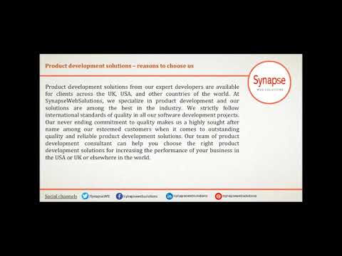 Product development solutions from SynapseWebSolutions
