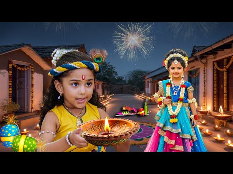बाल कान्हा और राधा दीप जला कर दिवाली मना रहे हैं | Diwali Special | Yashomati Maiyaa Ke Nandlala
