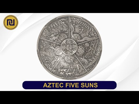 Aztec Five Suns Ages of Man Creation of World 3 Oz Silver Coin