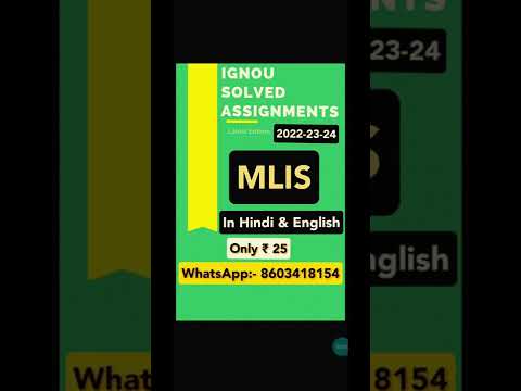 mlis ignou solved assignment Only  ll 2022-23-24 In English and Hindi WhatsApp:- 8603418154