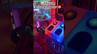 🎯 Is Ellie a Crack Shot? Arcade Shooting Game Fun After Claw Machine Stress!