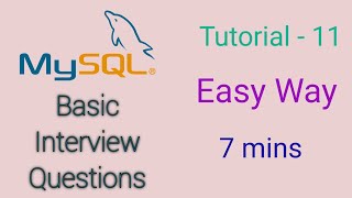 MySQL Tutorial for Beginners - 11 - Interview Questions on MySQL Part-I