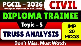 Truss Analysis MCQs | PGCIL Diploma Trainee Civil 2026 | Powergrid Civil MCQS PDF Notes 2026