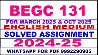 begc 131 solved assignment 2024-25 | begc 131 solved assignment in english 2025 | begc 131 2024-25