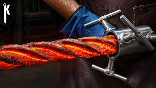 I Took a Glowing Car Spring and Forged It into a Stunning Damascus Knife!