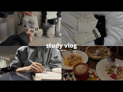 【Eng】study vlog｜女子大学生の最近の日常📓‎🤍｜2025年newスケジュール手帳で勉強計画を立てる｜体型維持のための食事管理｜代々木公園ラン.ピラティス｜お友達とディナー🍷