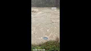 Skykomish River rages near Index, WA during severe flooding