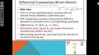 Cryptanalysis of DES - Week 7 (1/4)