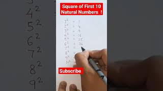 Square of First 10 natural numbers  #shorts #maths #tricks #square #naturalnumber