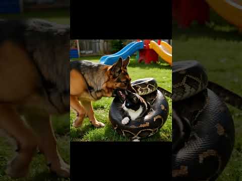 A brave dog saved a kitten from a python - in this incredible moment! #adorably #cute