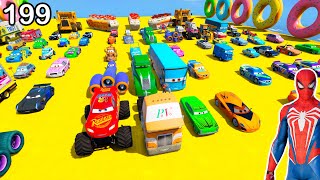 GTA V Mods Stunt Car Racing Challenge By SPIDER-MAN With Amazing DISNEY CARS AND MCQUEEN ep 199