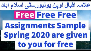 Assignments Sample Spring 2020 are given to you for free | AIOU INFO