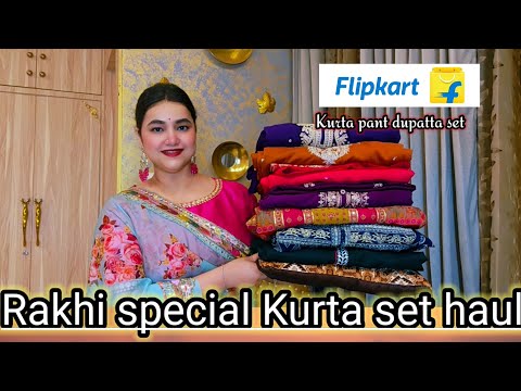 Flipkart Rakhi special Kurta pan dupatta set haul // @poojachoyal7135