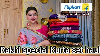 Flipkart Rakhi special Kurta pan dupatta set haul // @poojachoyal7135