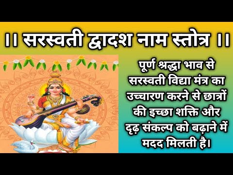 🙏🌹सरस्वती द्वादश नाम के जप से ध्यान केंद्रित करने में मदद मिलती है। 🙏 Saraswati Dwadash Naam Stotra.