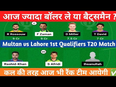 PSL 2023 आज का Dream11 कौन जीतेगा? MS vs LHQ 1st Qualifier T20 Match Fantasy prediction Pitch Report