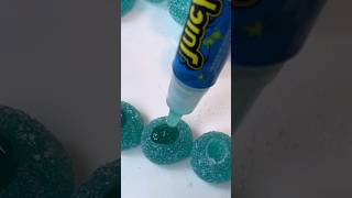 Blue chewy gummies and sour gel juicy drop jelly food mukbang