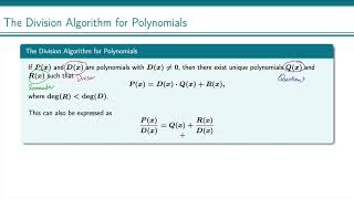 The Division Algorithm for Polynomials