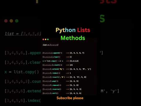 Python Lists Methods 🥳| All Python Lists Codes in Discription #pythonprogramminglovers4923