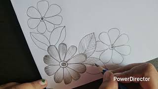 Easy Flowers Drawing For Project Work || Border Design For School Project || Pencil Shading #design
