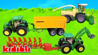 Toy Tractors for Kids 🚜 Farm Trucks & Tractors for Toddlers | Educational Farming Video | Kidibli