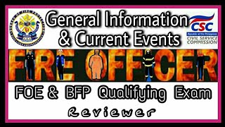 GENERAL INFORMATION & CURRENT EVENTS | BFP QUALIFYING WRITTEN EXAM (QWE) & FIRE OFFICER EXAM (FOE)