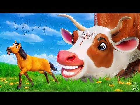 Giant Super Cow vs Tiny Horse’s Fun Adventures | Witch Buffalo | Funny Animals Cartoons