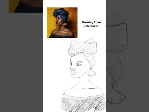 DRAWING WITH REFERENCES 👳‍♀️ #howtodraw  #drawing #portrait #turban #girldrawing #black