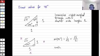 Year 12 Maths Methods 6B Part 1 Exact values for sin cos tan 30 45 60