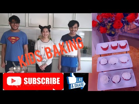 Kids Baking||Red Velvet Cup Cakes|With Cream Cheese||Frosting&Filling #kidsbaking#redvelvet#cupcakes